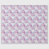 Papier Cadeau Château Princess Pink Aquarelle - (Plat)