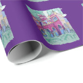 Papier Cadeau Château violet coloré à Budapest (Coin rond)