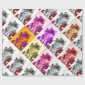 PAPIER CADEAU CHATON AUX ROSES ROUGES (Plat)