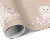 Papier Cadeau Chaton blanc et rubans (Coin rond)