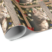 Papier Cadeau Chaton de Noël (Coin rond)