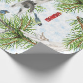 Papier Cadeau Chaton de Noël avec oiseaux (Coin)