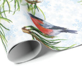 Papier Cadeau Chaton de Noël avec oiseaux (Coin rond)