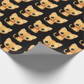 Papier Cadeau Chaton doré sur fond noir (Coin)