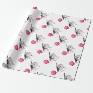Papier Cadeau Chaton drôle adorable Low Poly mignon
