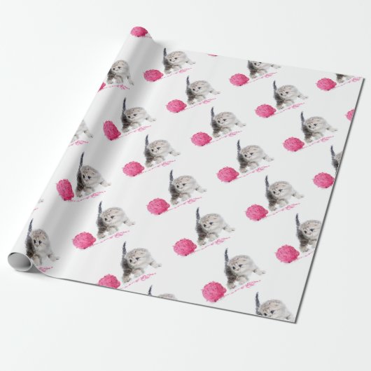 Papier Cadeau Chaton drôle adorable Low Poly mignon (Déroulé)