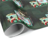 Papier Cadeau Chaton gris dans la boîte de Noël (Coin rond)