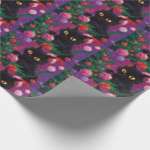 Papier Cadeau Chaton noir mignon et sapin de Noël (Coin)