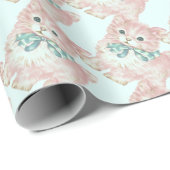 Papier Cadeau Chaton rose vintage/rétro (Coin rond)