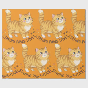 Papier Cadeau Chaton tigré orange mignon restant positif