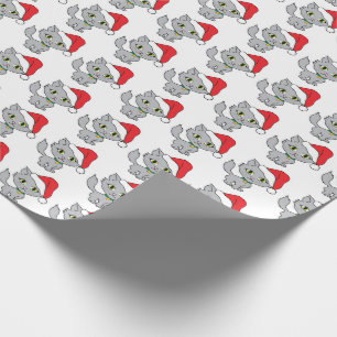 Papier Cadeau Chatons avec chapeaux de Père Noël