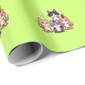 Papier Cadeau Chatons Colorés Pixelisés (Coin rond)