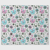 Papier Cadeau Chatons heureux (Plat)