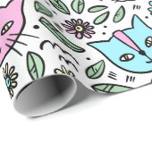 Papier Cadeau Chatons heureux (Coin rond)