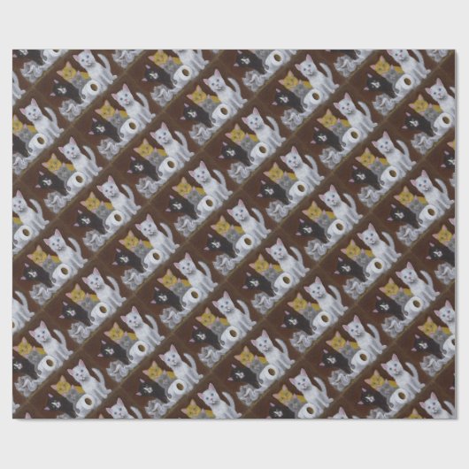 Papier Cadeau Chatons Joueurs (Plat)