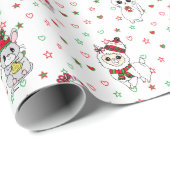 Papier Cadeau Chatons, lamas et souris Noël (Coin rond)