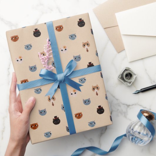 Papier Cadeau Chats à mâchoires supérieures (Double Pearl Lusta) (Cadeaux)