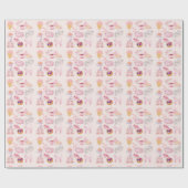 Papier Cadeau Chats à thé rose (Plat)