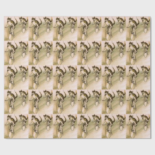 Papier Cadeau Chats à vélo (Plat)