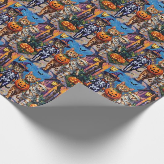 Papier Cadeau Chats abyssiniens - Trick ou traitement en Hallowe (Coin)