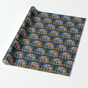 Papier Cadeau Chats abyssins Citrouille Halloween Drôle