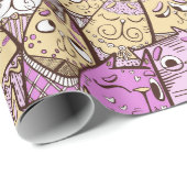 Papier Cadeau Chats amusants (Coin rond)