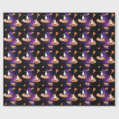 Papier Cadeau Chats amusants faisant de la pizza dans l'espace (Plat)