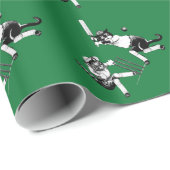 Papier Cadeau Chats amusants jouant au cricket (Coin rond)