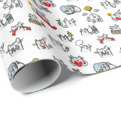 Papier Cadeau Chats amusants, lait et magie. (Coin rond)