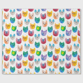 Papier Cadeau Chats aquarelles et amis (Plat)