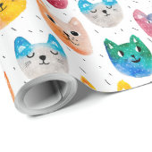 Papier Cadeau Chats aquarelles et amis (Coin rond)