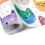 Papier Cadeau Chats aquarelles et amis (Coin rond)