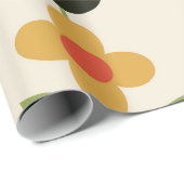 Papier Cadeau Chats atomiques de milieu de siècle avec des fleur (Coin rond)