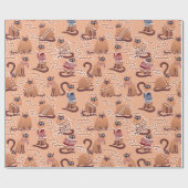 Papier Cadeau Chats aux lumières de Noël (Plat)