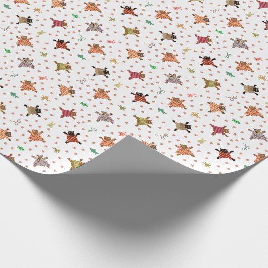 Papier Cadeau Chats bien habillés faisant des anges de neige (Coin)