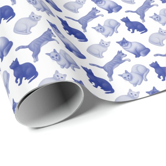 Papier Cadeau Chats bleus (Coin rond)