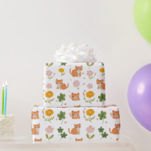 Papier Cadeau Chats chanceux et trèfles