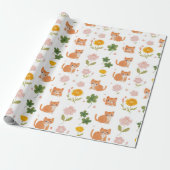 Papier Cadeau Chats chanceux et trèfles (Déroulé)
