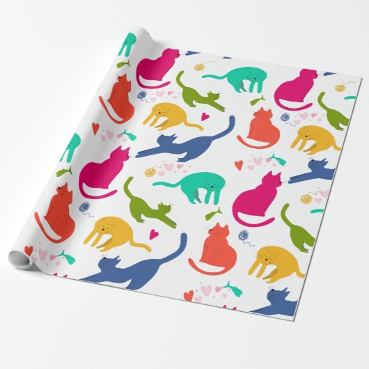 Papier Cadeau Chats colorés (Déroulé)