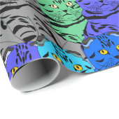 Papier Cadeau Chats colorés (Coin rond)