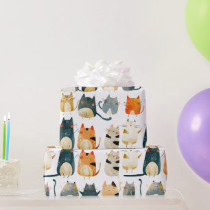 Papier Cadeau Chats colorés dansants