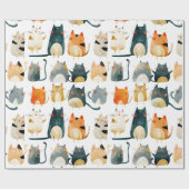 Papier Cadeau Chats colorés dansants (Plat)