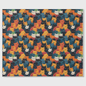 Papier Cadeau Chats colorés entassés par le sommeil (Plat)