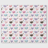 Papier Cadeau Chats Colorés Mignons (Plat)