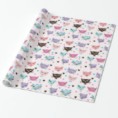 Papier Cadeau Chats Colorés Mignons (Déroulé)