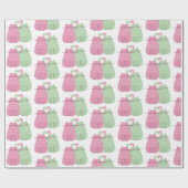 Papier Cadeau Chats d'amour Mariages roses et verts (Plat)