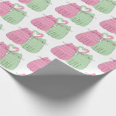 Papier Cadeau Chats d'amour Mariages roses et verts (Coin)