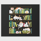 Papier Cadeau Chats de bibliothèque - chats fantaisistes sur les (Plat)