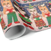 Papier Cadeau Chats de Caroling (Coin rond)