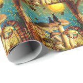 Papier Cadeau Chats de champignons (Coin rond)